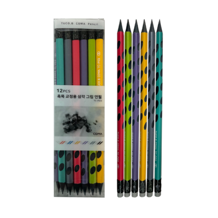 투코비 코마 흑목 삼각 교정 연필 TC-P03 12개입 B